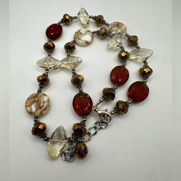 22" Swarovski Champagne Crystal, Glass and Resin/Shell beaded necklace! - Picture 7 of 13